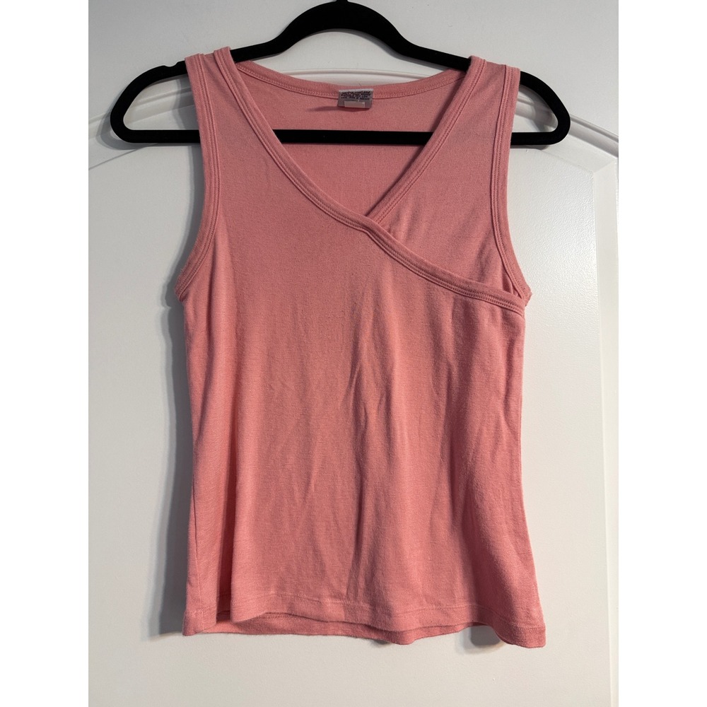 Old Navy Tank Top M Pink Crossover V-Neck Ribbed Vintage Y2K Coquette 90's